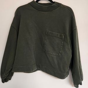 OAK + FORT Cropped Pocket Crew